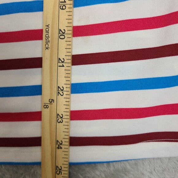 Spanx Swim Shirt Rash Guard Ocean Stripe Hibiscus Crew Neck Long Sleeve Medium - Picture 6 of 8
